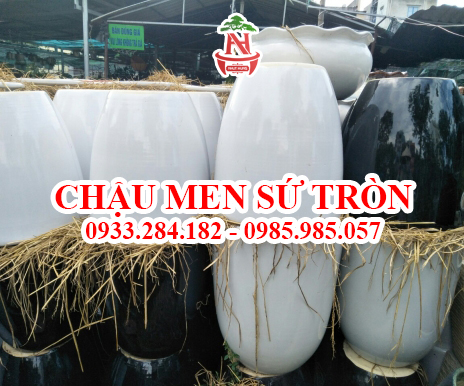 Chậu men sứ hình tròn