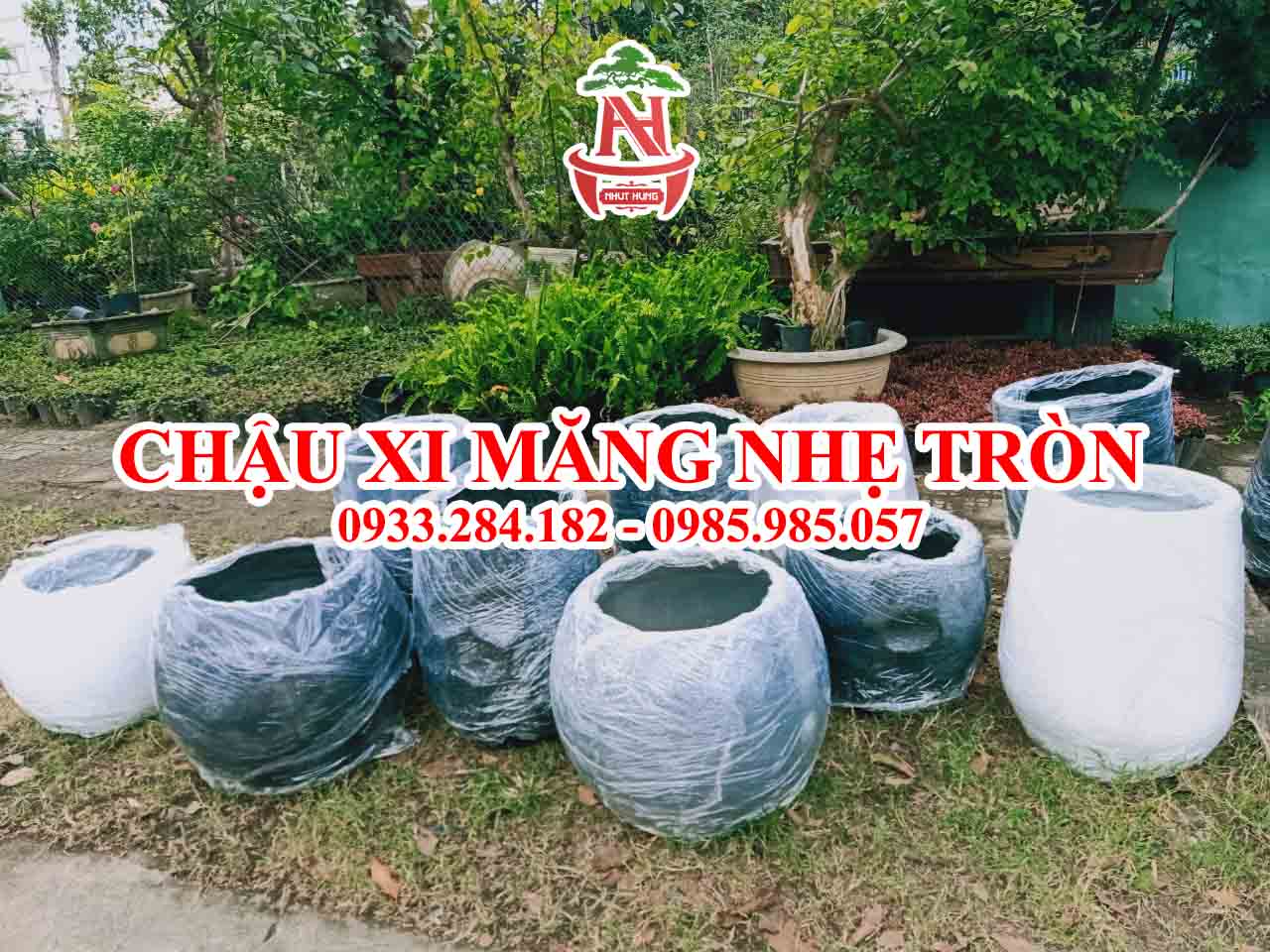 Chậu xi măng nhẹ composite hình tròn.